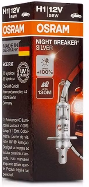 Bombilla halógena para automóvil Osram H1 12V 55W color plata