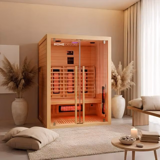 Cabina de infrarrojos Home Deluxe SONORA M color marrón para 2 personas An: 135 cm, P: 105 cm