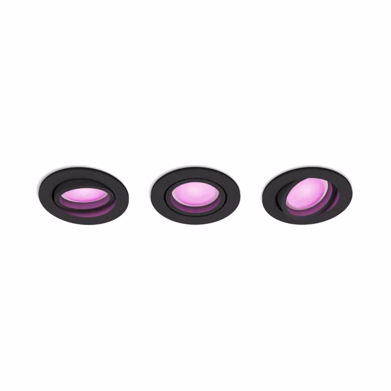 Pack de 3 focos empotrables LED Philips Hue White & Color Ambiance con Bluetooth y control remoto en color negro