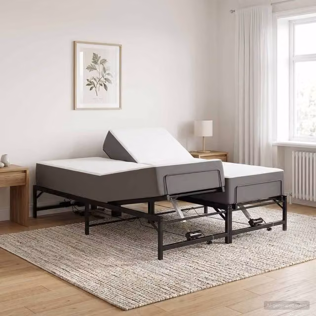 Estructura de cama eléctrica ajustable Maison Exclusive en color negro de metal, An/P/Al: 150 x 200 x 49 cm