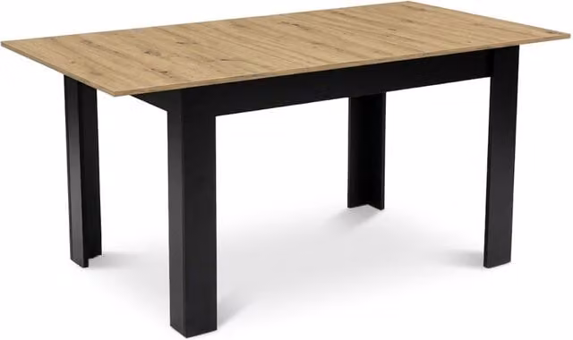 Mesa de comedor extensible moderna Kendra Home en madera de roble y negro