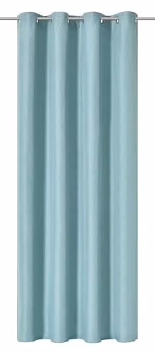 Cortina de lino Elbersdrucke con ojales, color verde menta, opaca, An/Al: 140 x 255 cm
