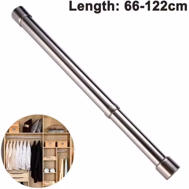 Barra de ropa deslizante LIIYIELA de metal color plata para armario, baño o balcón