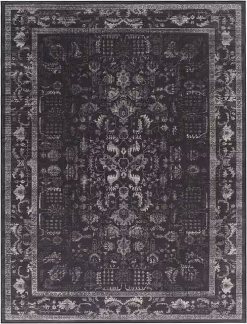 Alfombra lavable Sami de estilo oriental y vintage en color antracita, An/P: 120 x 160 cm