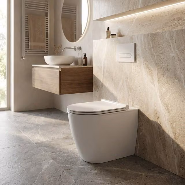 Inodoro empotrado rimless de cerámica Ceramica Dolomite en color blanco con fijaciones ocultas, An/P/Al: 36 x 55 x 41 cm