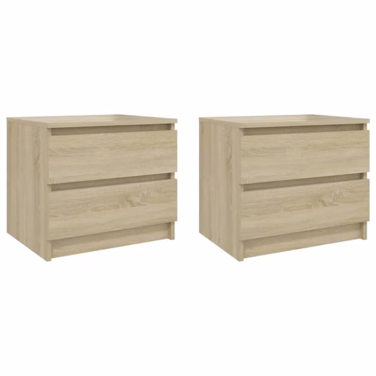 Juego de 2 mesitas de noche Maison Chic en madera de roble color marrón y beige, An/P/Al: 50 x 39 x 43,5 cm