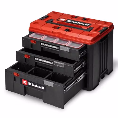 Maletín de cajones apilable con insertos Einhell E-Case en rojo y negro An/P/Al: 41,5 x 28 x 25 cm