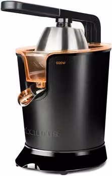 Exprimidor eléctrico de cítricos Taurus Sq600x Easy Press de 600W en color negro con detalles en acero inoxidable