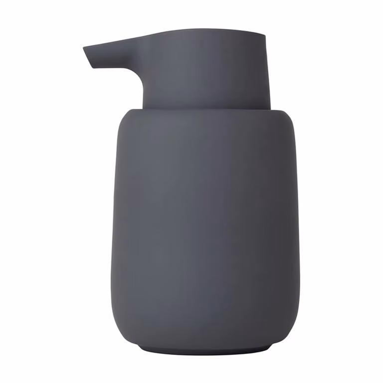 Dispensador de jabón magnético Blomus Sono de cerámica gris con acabado mate, An/P/Al: 14 x 8,5 x 8,5 cm