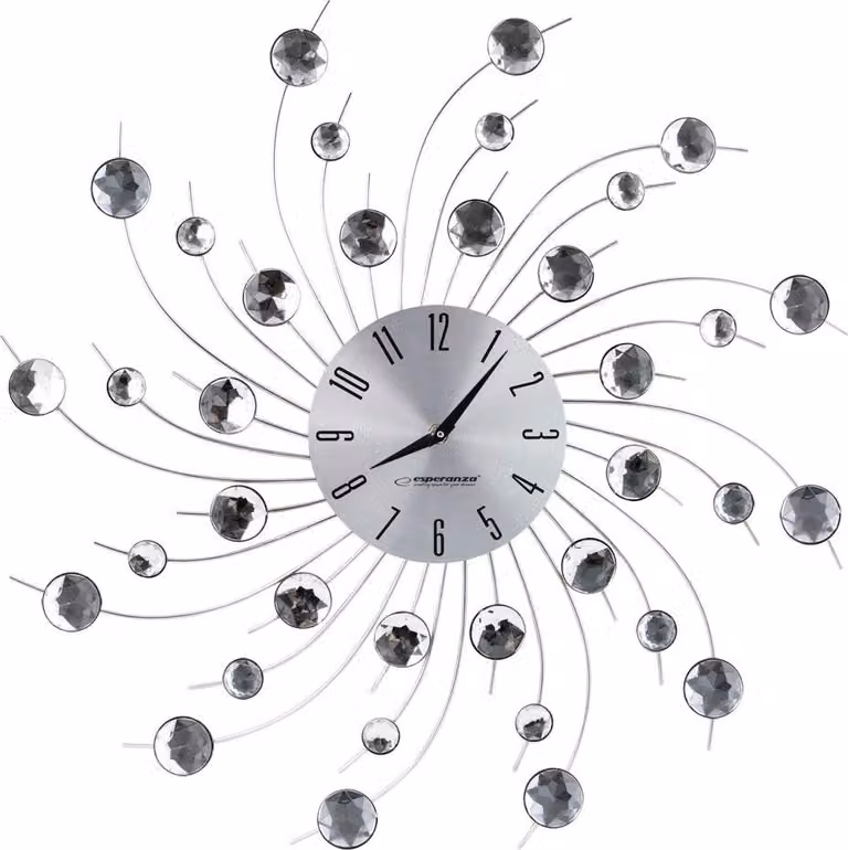 Reloj de pared analógico Esperanza modelo Ginebra, diseño moderno redondo en color plata y multicolor con materiales de metal y cristal, Diámetro: 50 cm