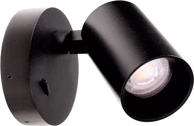 Aplique de pared moderno PLANETITALY en color negro con foco GU10 ajustable para lectura y luz de noche en dormitorio u oficina
