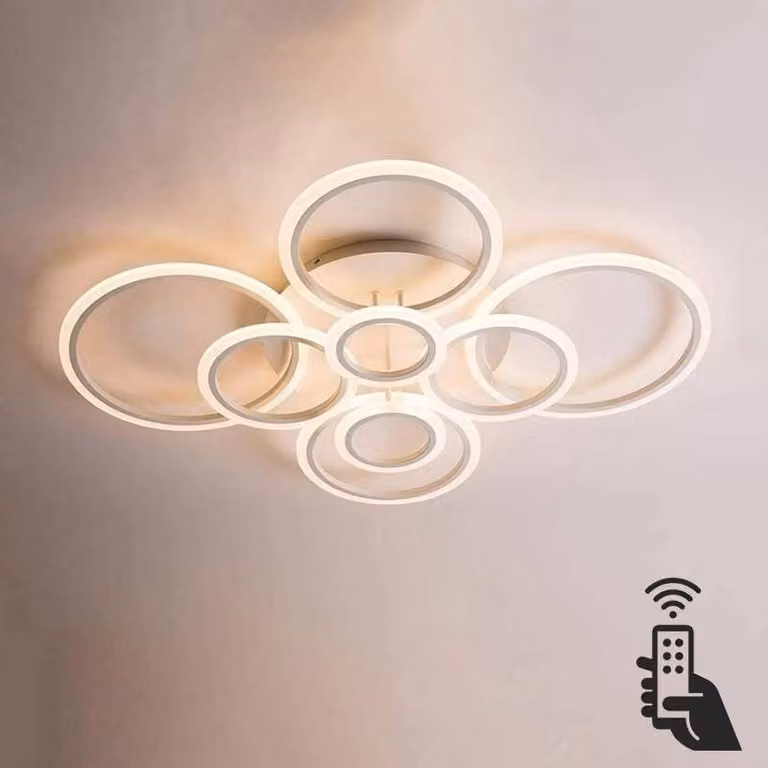 Luminaria LED Cycle LEDBOX de 8 aros, 160W, color blanco, con control CCT 0-10V, mando a distancia y conexión WiFi