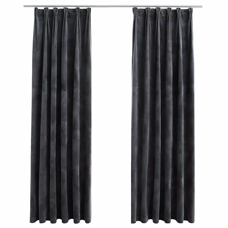 Set de 2 cortinas opacas de terciopelo vidaXL en color antracita, An/Al: 140 x 225 cm, incluye ganchos
