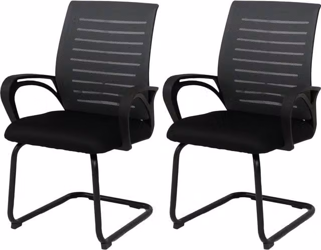 Juego de 2 sillas de comedor Mendler HWC-K51 con reposabrazos, tapizadas en tela gris y estructura negra