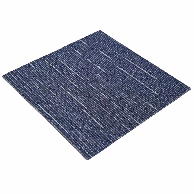 Set de 36 azulejos de alfombra modernos con diseño rayado azul de vidaXL, fabricados en polipropileno, An/P: 50 x 50 cm
