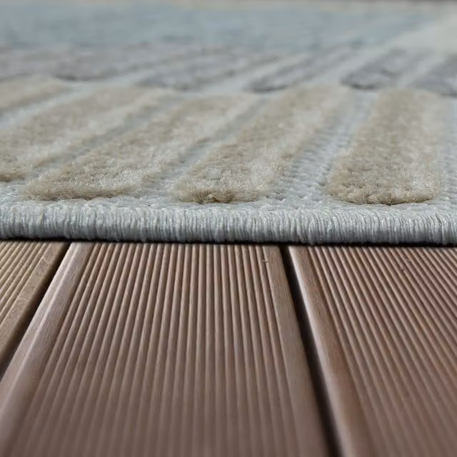 Alfombra Stylo beige para interior y exterior, diseño geométrico escandinavo, redondo, Diámetro: 160 cm