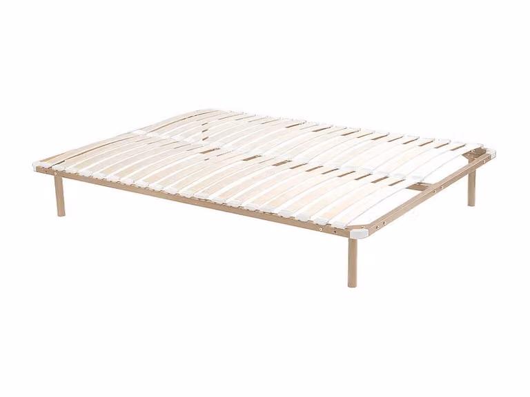 Somier de láminas de madera con patas Kalista en color beige, 160 x 200 cm