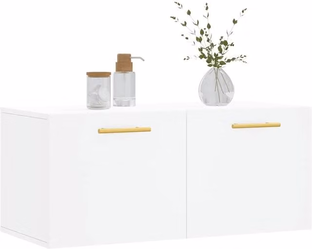 Armario de pared SYFAX en madera de MDF lacada color blanco con puertas batientes, An: 80 cm, P: 36,5 cm, Al: 35 cm