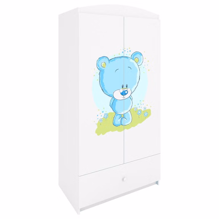 Armario infantil Kocot Kids con puertas y cajones en acabado brillante, disponible en blanco y azul, An/P/Al: 90 x 57 x 187 cm
