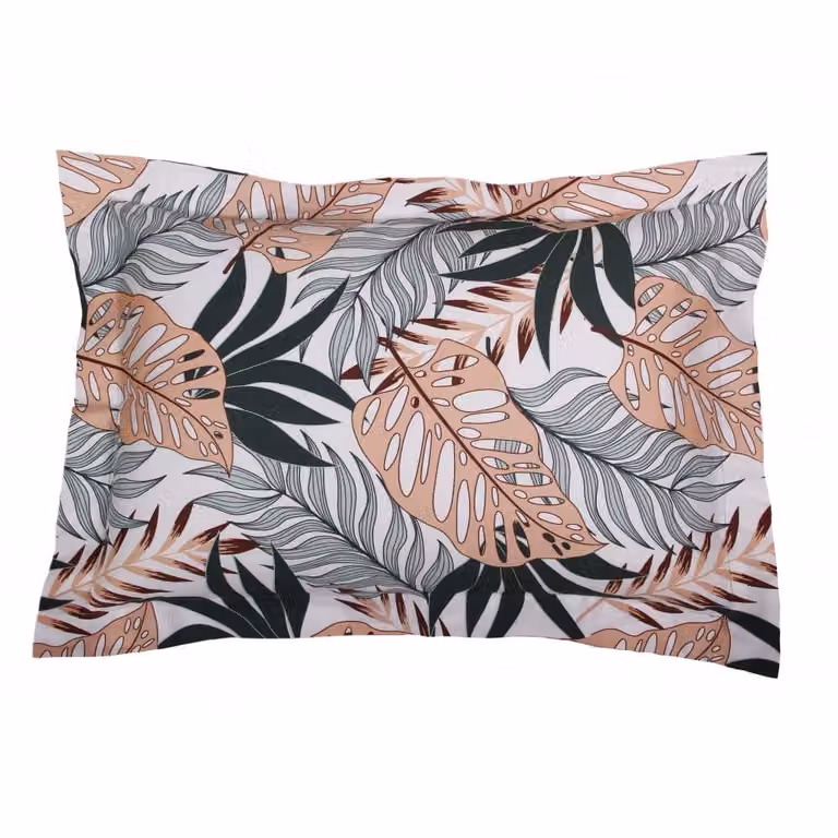 Funda de almohada de satén makó en algodón peinado con diseño floral multicolor de Blanc Avenue, An/P/Al: 50 x 70 cm