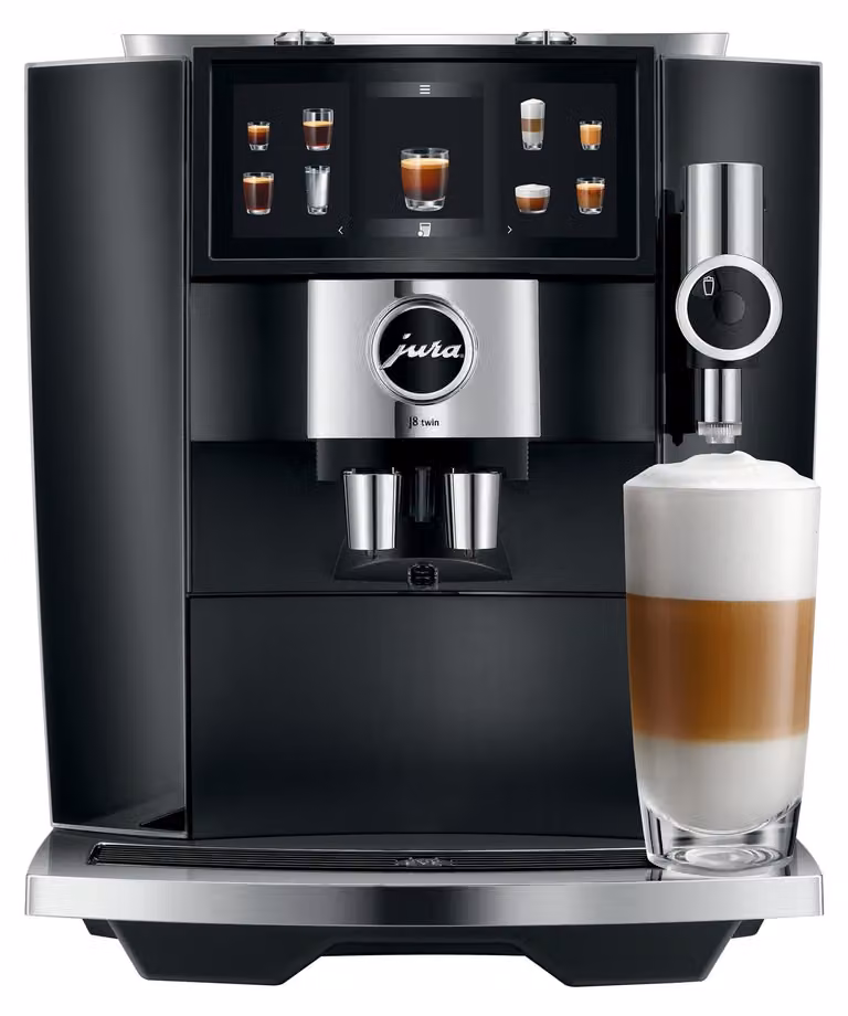 Máquina de café espresso JURA J8 Twin en color negro con molinillo integrado y capacidad de 1,9 litros