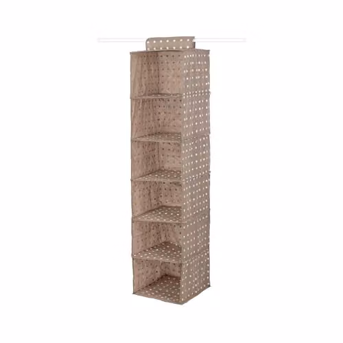 Estantería organizadora para jerséis Compactor Modelo Rivoli de 6 baldas, Color Beige, An/P/Al: 30 x 30 x 128 cm