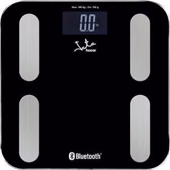 Báscula Analizadora Corporal Jata Modelo 593 con Bluetooth y Control por App en Color Negro y Cristal