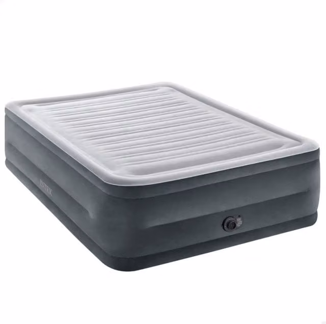Colchón hinchable Intex Dura-Beam Deluxe Comfort-Plush de color gris con acabado de terciopelo, An/P/Al: 152 x 203 x 56 cm