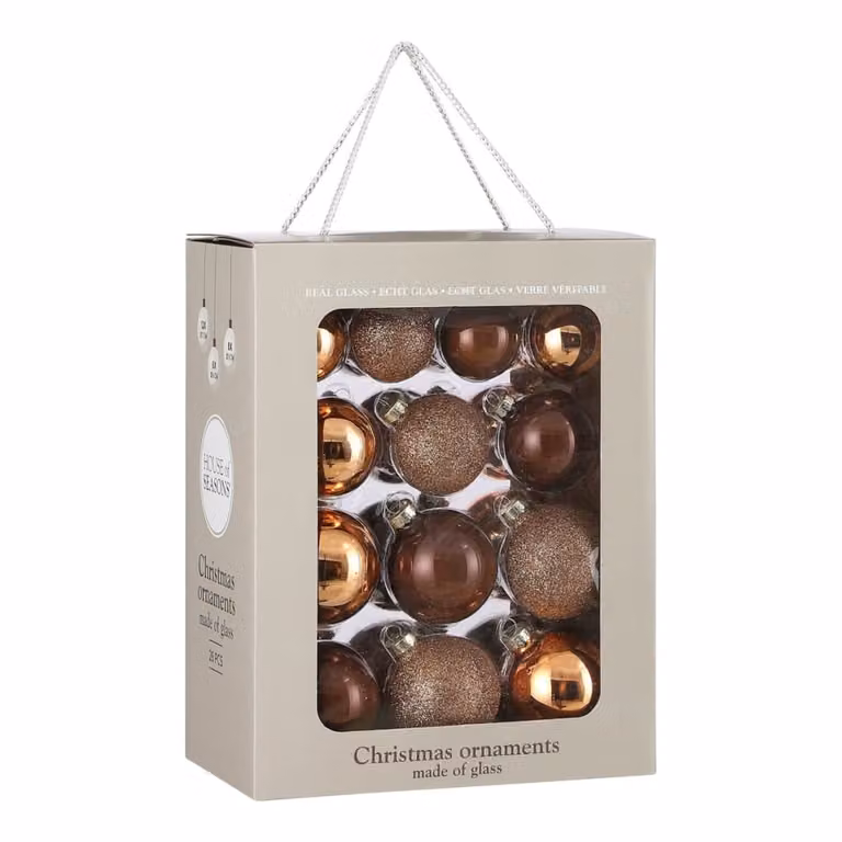 Bola de Navidad de Vidrio Mica Decorations Marrón de Forma Redonda Diámetro: 7 cm