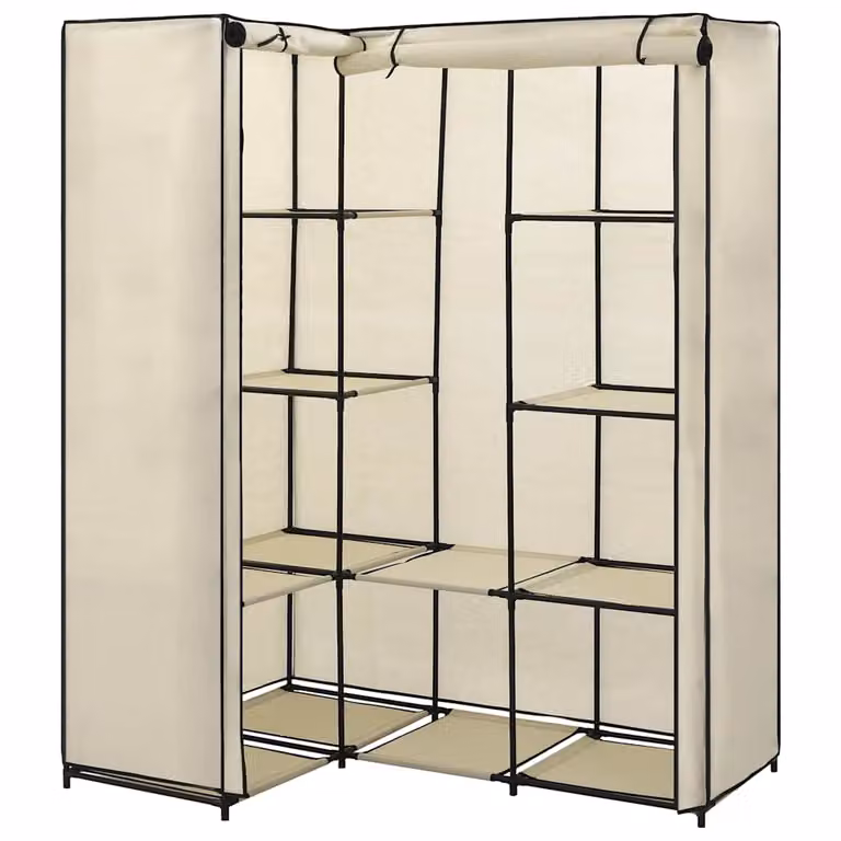 Armario de esquina vidaXL moderno en color beige con puertas batientes y estantes internos An/P/Al: 130 x 87 x 169 cm