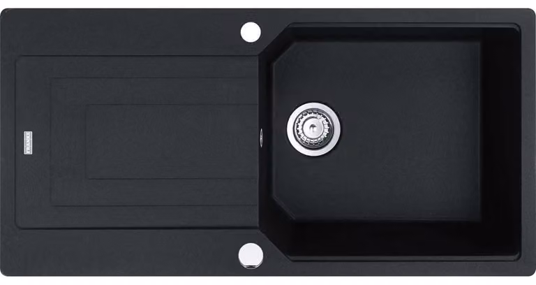 Fregadero de granito Franke URBAN UBG 611-100 color Onyx con sistema de control excéntrico y grifo de acero inoxidable Medidas de corte: 98 x 48 cm