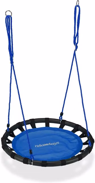 Columpio nido para jardín Relaxdays, altura ajustable para niños y adultos, azul, Ø 80 cm