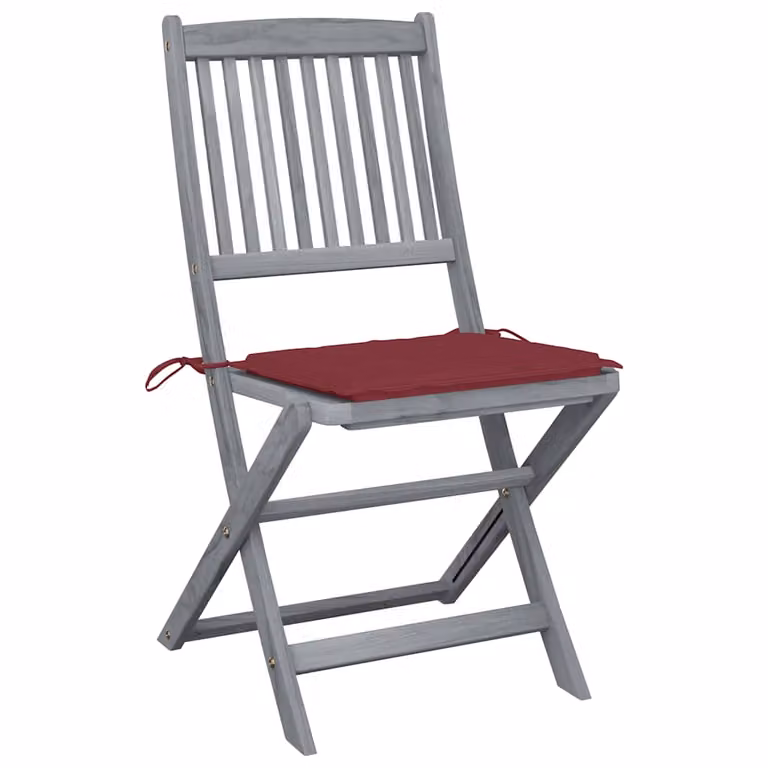 Set de 4 sillas plegables vidaXL de madera de acacia con cojines para jardín o terraza