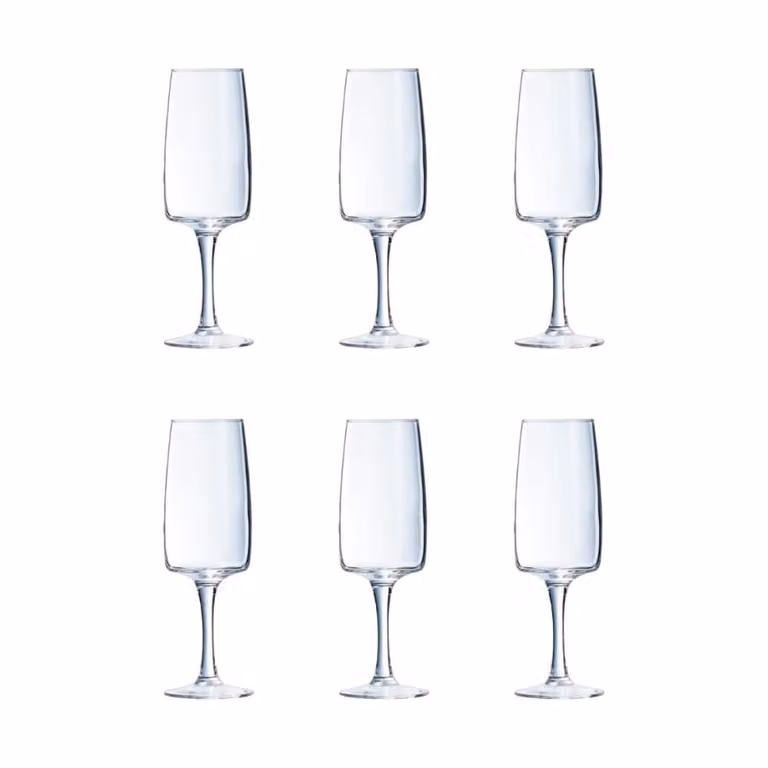 Juego de 6 copas de champagne flauta Luminarc de vidrio transparente de 17 cl