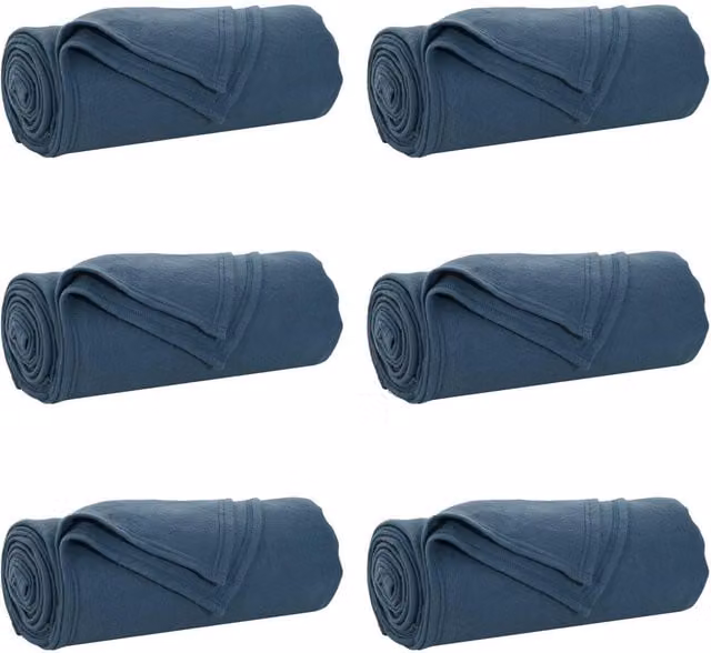 Set de 6 mantas de sofá vidaXL de lana y vellón, color azul, An/P: 200 x 150 cm