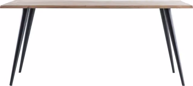 Miliboo Mesa de comedor rectangular de acacia y metal L175 Edge en marrón y negro