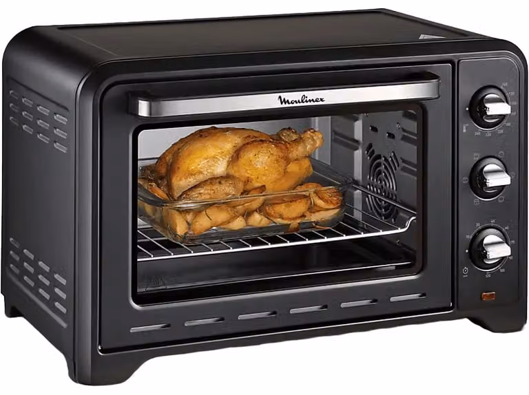 Mini horno de sobremesa Moulinex Optimo de 33 L, 1600 W, Negro y Plata con funciones de grill y convección