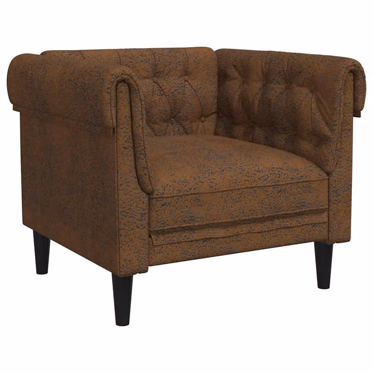Sillón Chesterfield de tela marrón vidaXL con reposabrazos para salón