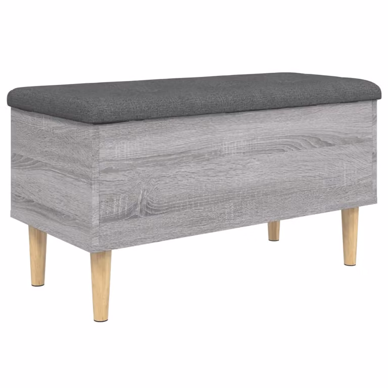 vidaXL Banco con almacenaje moderno en madera de ingeniería y tejido gris An/P/Al: 82 x 42 x 46 cm
