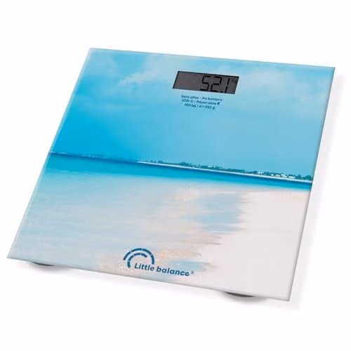 Báscula de baño digital Little Balance Caraibes multicolor con carga USB-C y pantalla digital