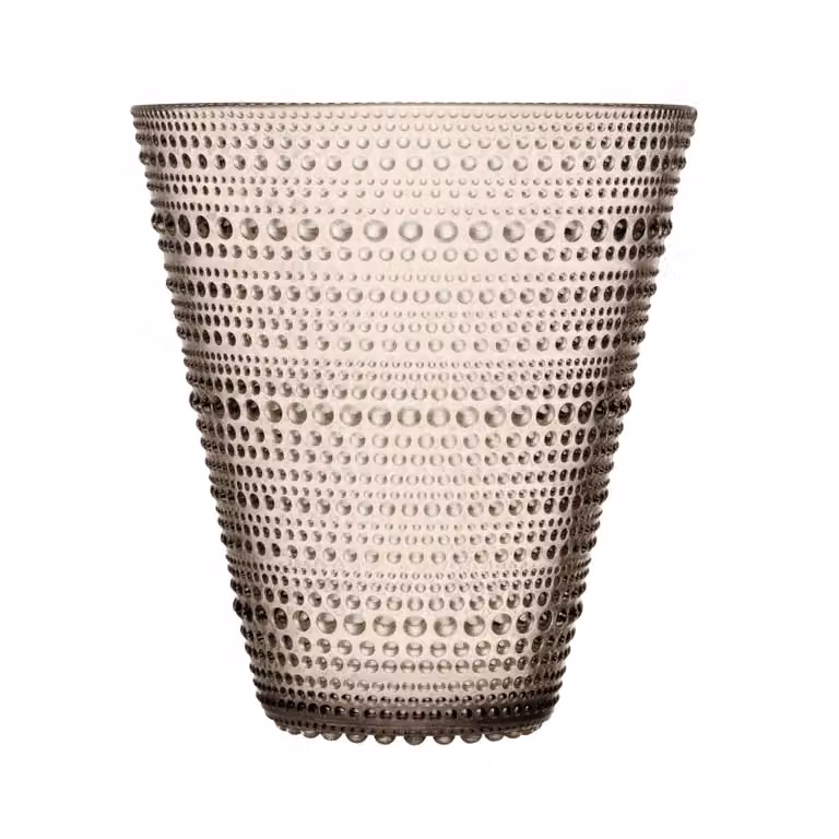 Jarrón Kastehelmi Iittala de cristal transparente en color beige y blanco