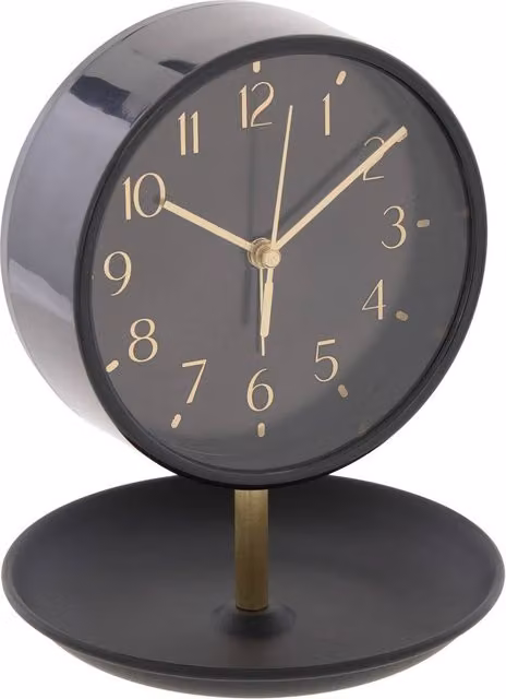 Despertador analógico Dany de Atmosphera, diseño moderno y redondo en color negro, Diámetro: 14 cm