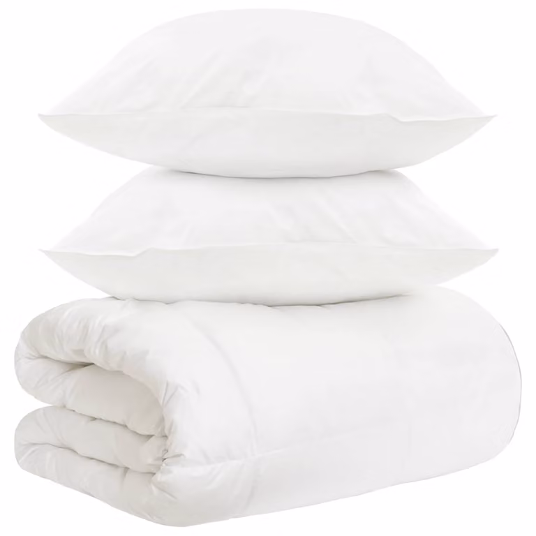 Juego de edredón y almohadas de 3 piezas vidaXL en color blanco, fabricado con fibra de bambú transpirable para verano, An/P/Al: 155 x 220 cm