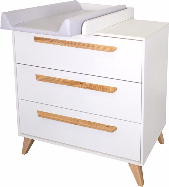 Cómoda con cambiador para bebé Ikid Lazio de estilo escandinavo en color blanco con colchón incluido