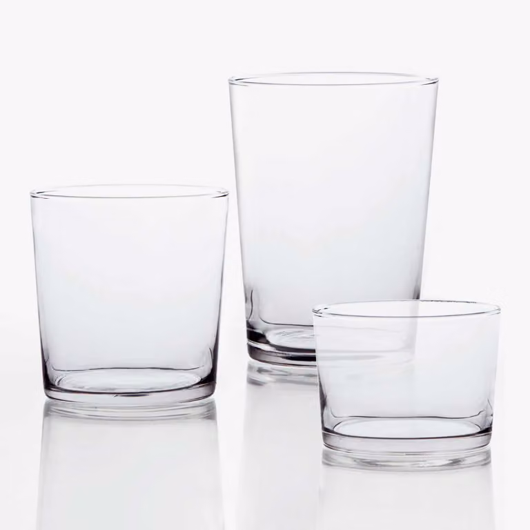 Set de 18 vasos de agua Luminarc Gorbea de vidrio transparente con capacidades de 23 cl, 36 cl y 53 cl