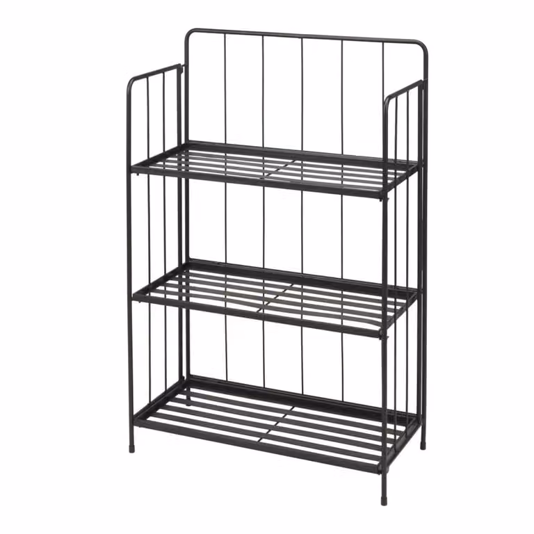 Jardinera plegable rectangular de metal WellHome en color negro, An/P/Al: 58 x 27 x 90 cm