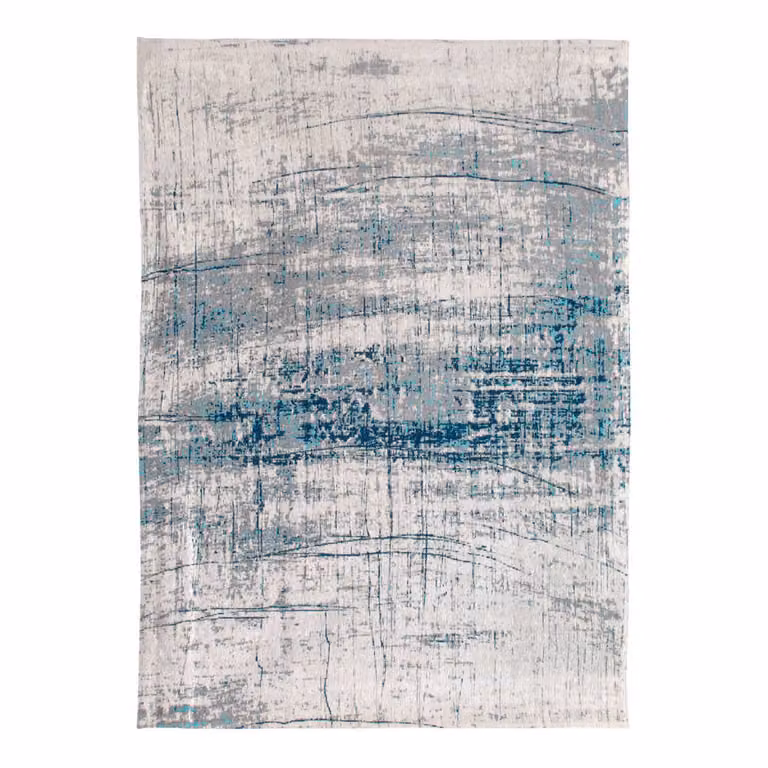 Alfombra lavable Louis de Poortere Griff azul de diseño retro y rayas para interior o exterior An/P: 140 x 200 cm