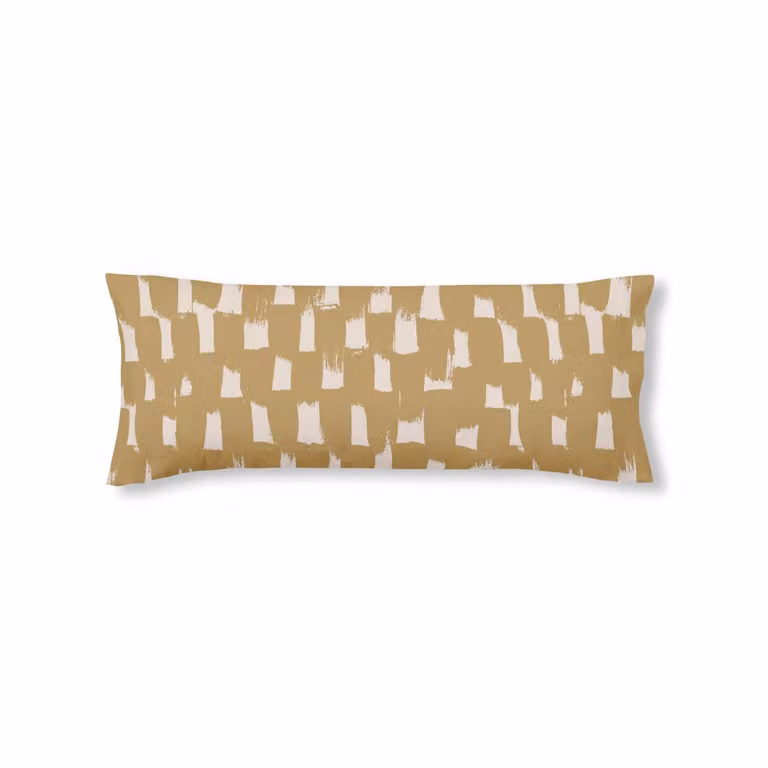 Funda de almohada de algodón popelín de 300 hilos color amarillo An/P: 45 x 110 cm