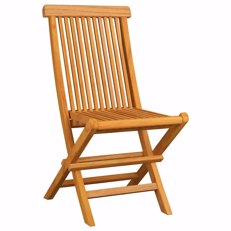 Set de 6 sillas plegables de madera de teca vidaXL con cojines color crema y marrón para jardín