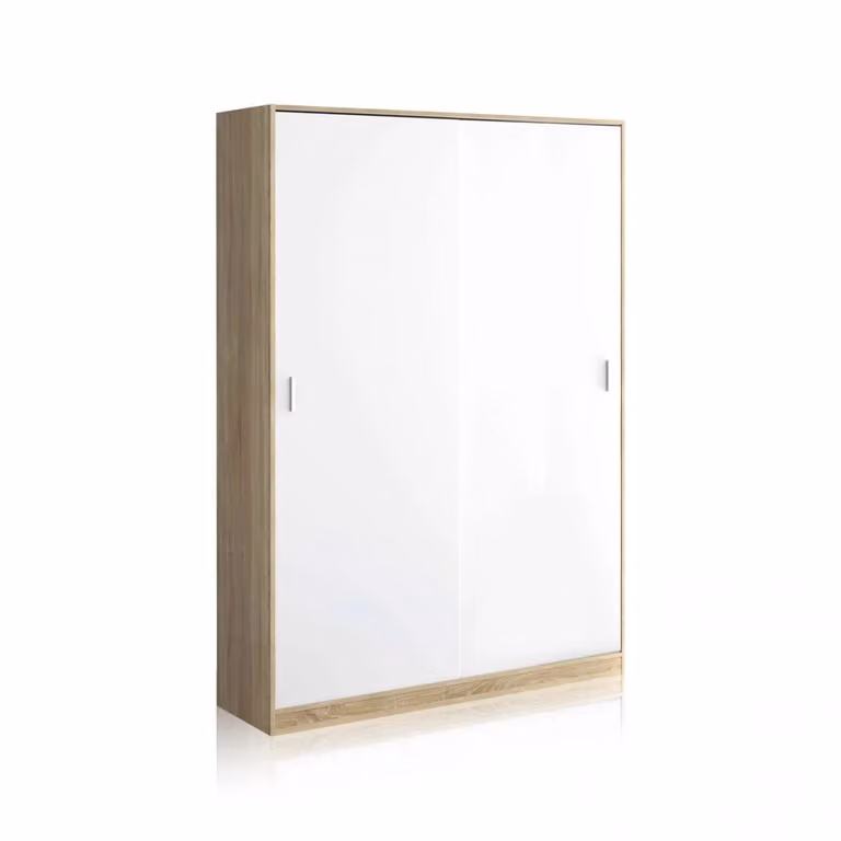 Armario de puertas correderas Show de DUEHOME en blanco mate y roble, An/P/Al: 120 x 50 x 200 cm